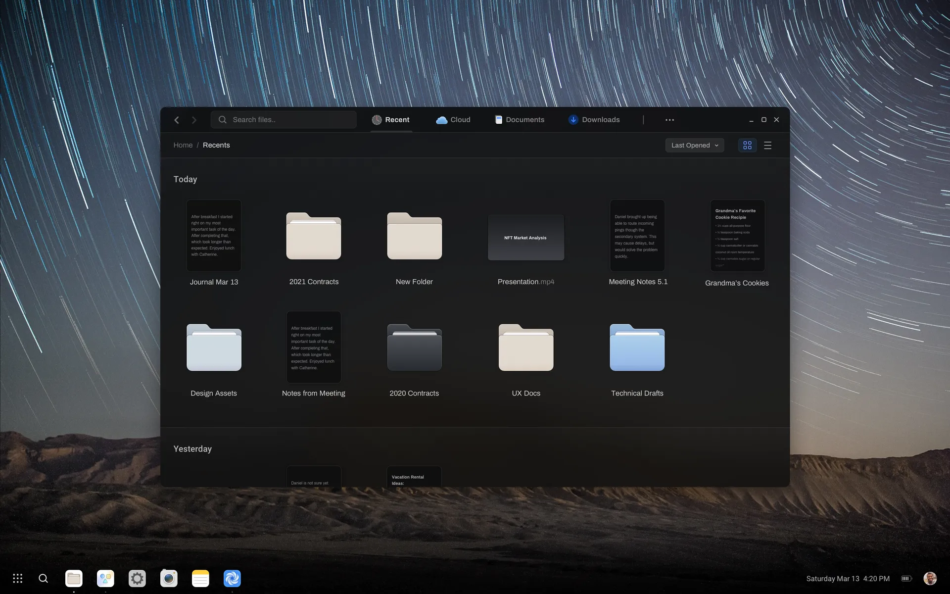 Files app in dark theme